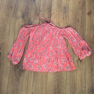 Jessica Simpson Coral Pink Floral Off-Shoulder Blouse